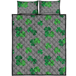 Shamrocks Houndstooth Pattern Print Quilt Bed Set