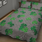 Shamrocks Houndstooth Pattern Print Quilt Bed Set
