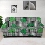Shamrocks Houndstooth Pattern Print Sofa Cover