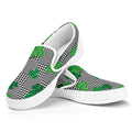 Shamrocks Houndstooth Pattern Print White Slip On Sneakers