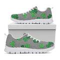Shamrocks Houndstooth Pattern Print White Running Shoes