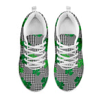 Shamrocks Houndstooth Pattern Print White Sneakers