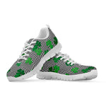 Shamrocks Houndstooth Pattern Print White Sneakers