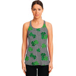 Shamrocks Houndstooth Pattern Print Women's Racerback Tank Top
