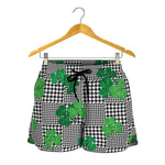 Shamrocks Houndstooth Pattern Print Women's Shorts