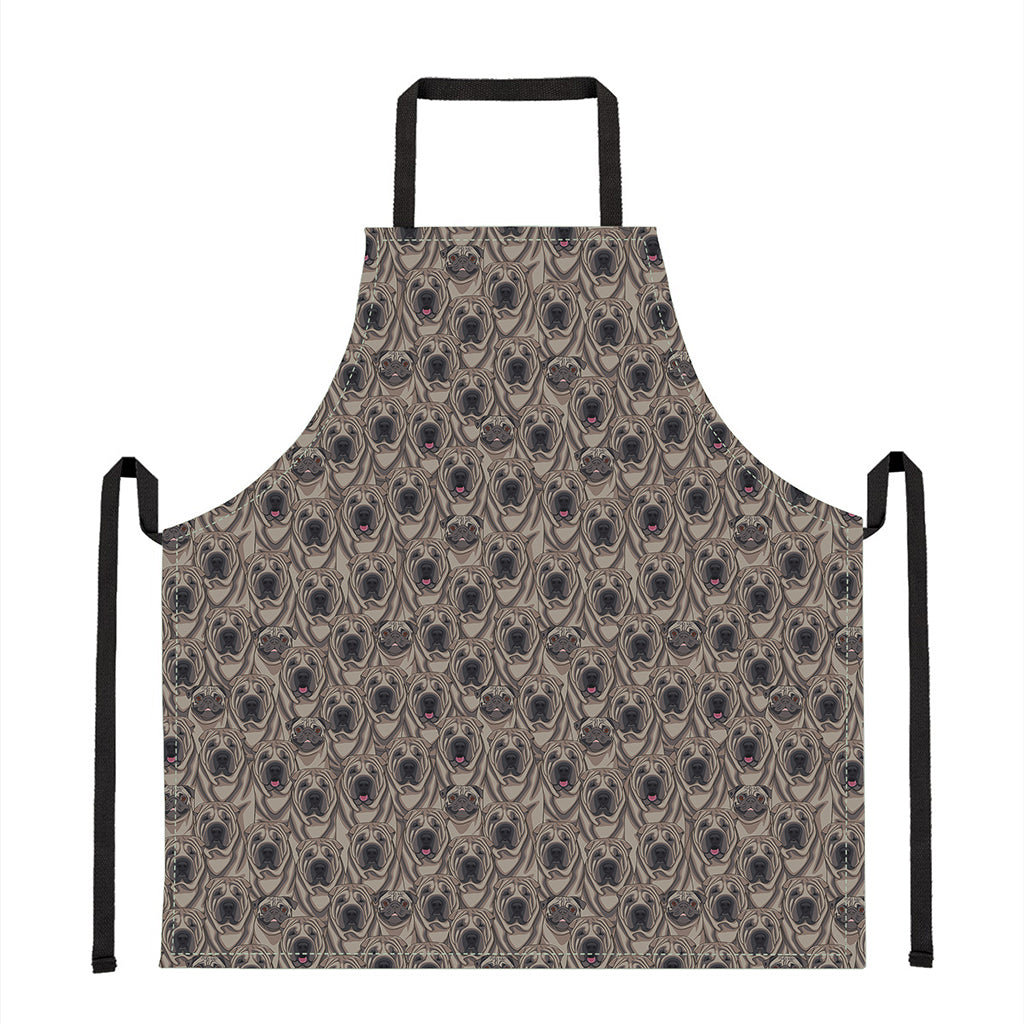 Shar Pei And Pug Pattern Print Apron