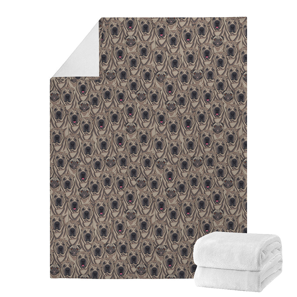 Shar Pei And Pug Pattern Print Blanket