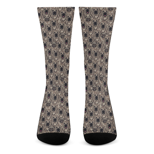 Shar Pei And Pug Pattern Print Crew Socks