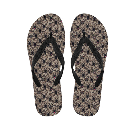 Shar Pei And Pug Pattern Print Flip Flops