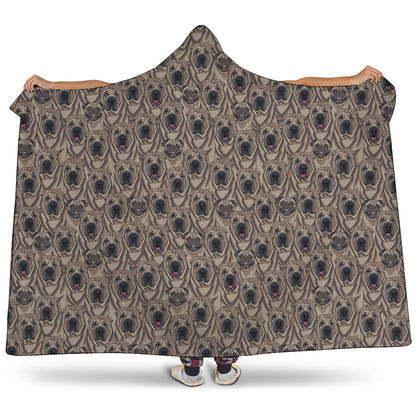 Shar Pei And Pug Pattern Print Hooded Blanket