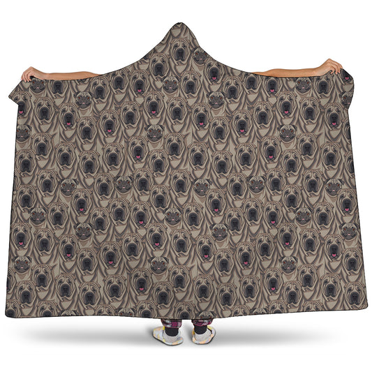Shar Pei And Pug Pattern Print Hooded Blanket