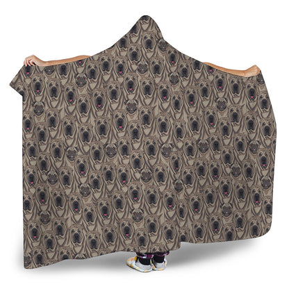 Shar Pei And Pug Pattern Print Hooded Blanket