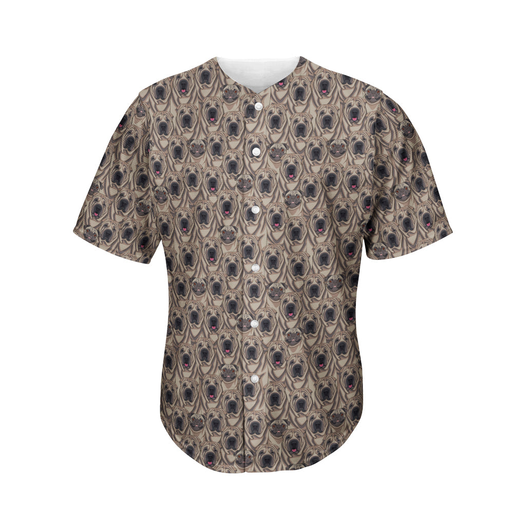 Shar Pei And Pug Pattern Print Men's Baseball Jersey