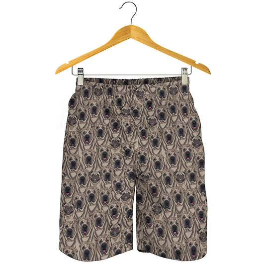 Shar Pei And Pug Pattern Print Men's Shorts