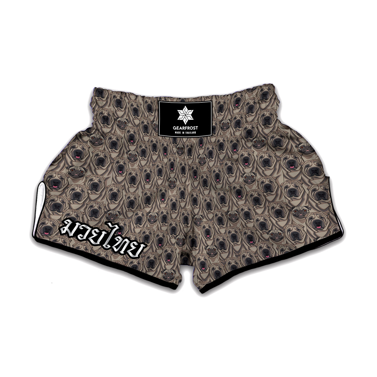 Shar Pei And Pug Pattern Print Muay Thai Boxing Shorts