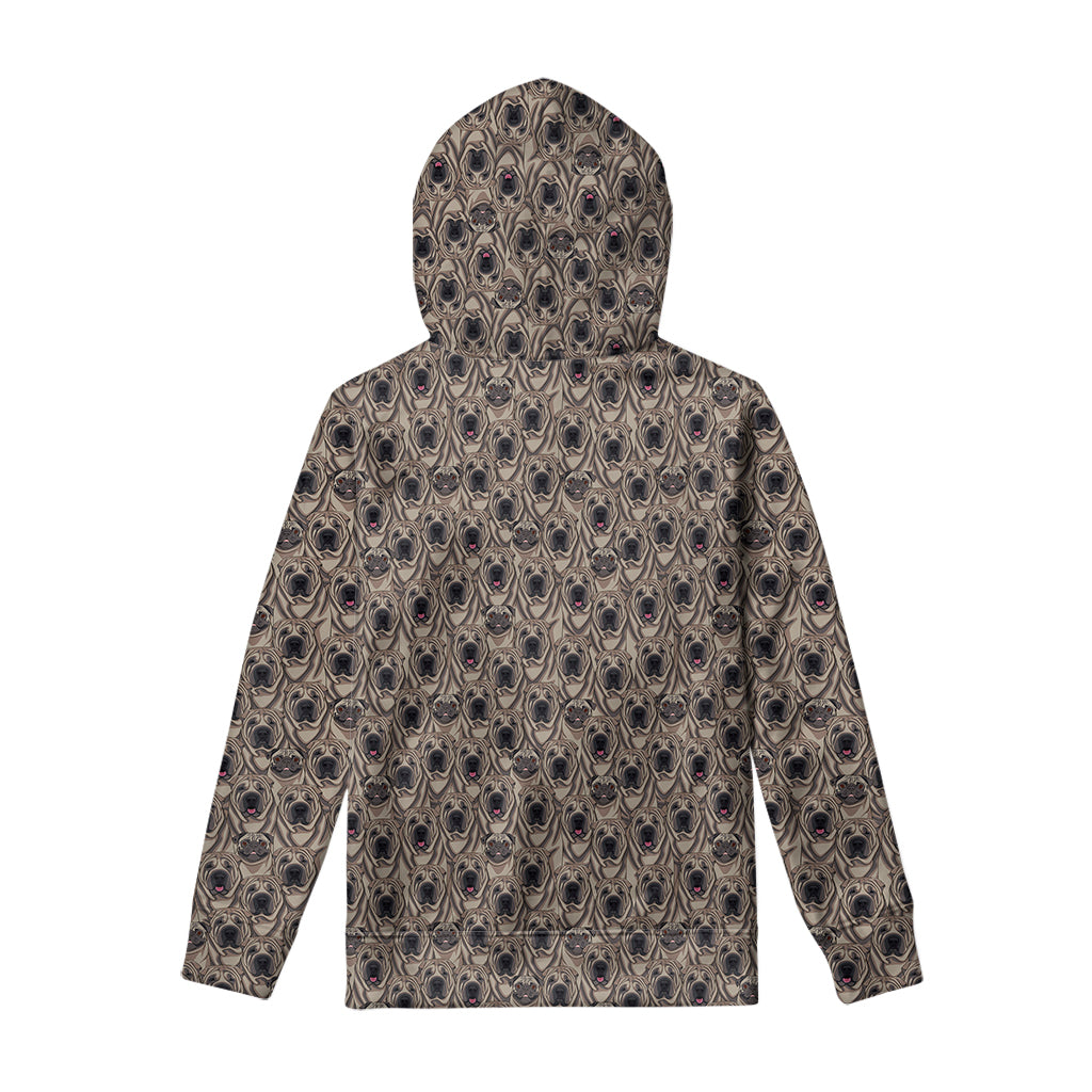 Shar Pei And Pug Pattern Print Pullover Hoodie