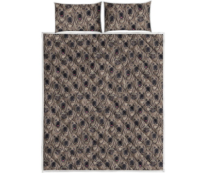 Shar Pei And Pug Pattern Print Quilt Bed Set