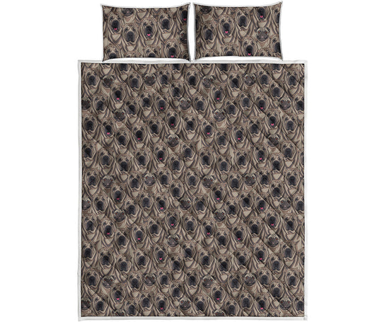 Shar Pei And Pug Pattern Print Quilt Bed Set