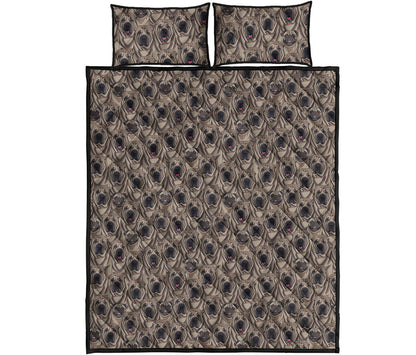 Shar Pei And Pug Pattern Print Quilt Bed Set