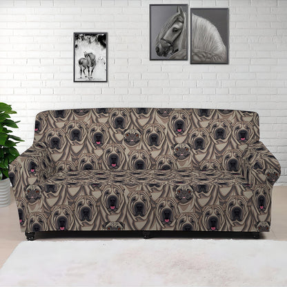 Shar Pei And Pug Pattern Print Sofa Cover