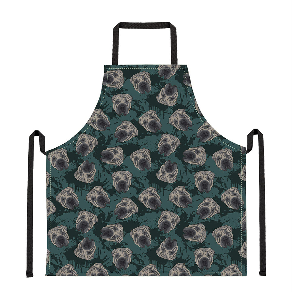 Shar Pei Face Pattern Print Apron