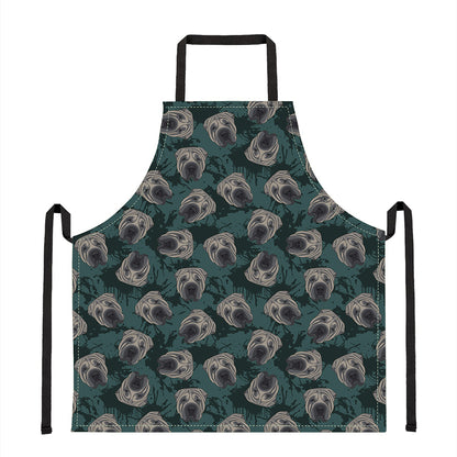 Shar Pei Face Pattern Print Apron