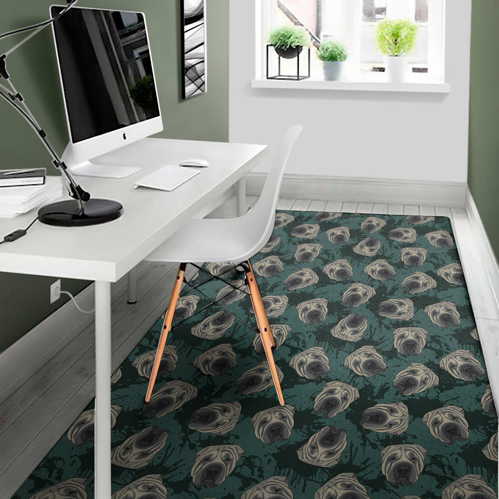 Shar Pei Face Pattern Print Area Rug
