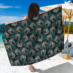 Shar Pei Face Pattern Print Beach Sarong Wrap