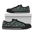 Shar Pei Face Pattern Print Black Low Top Sneakers