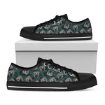 Shar Pei Face Pattern Print Black Low Top Shoes