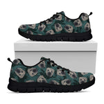 Shar Pei Face Pattern Print Black Sneakers