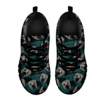 Shar Pei Face Pattern Print Black Sneakers
