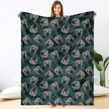 Shar Pei Face Pattern Print Blanket