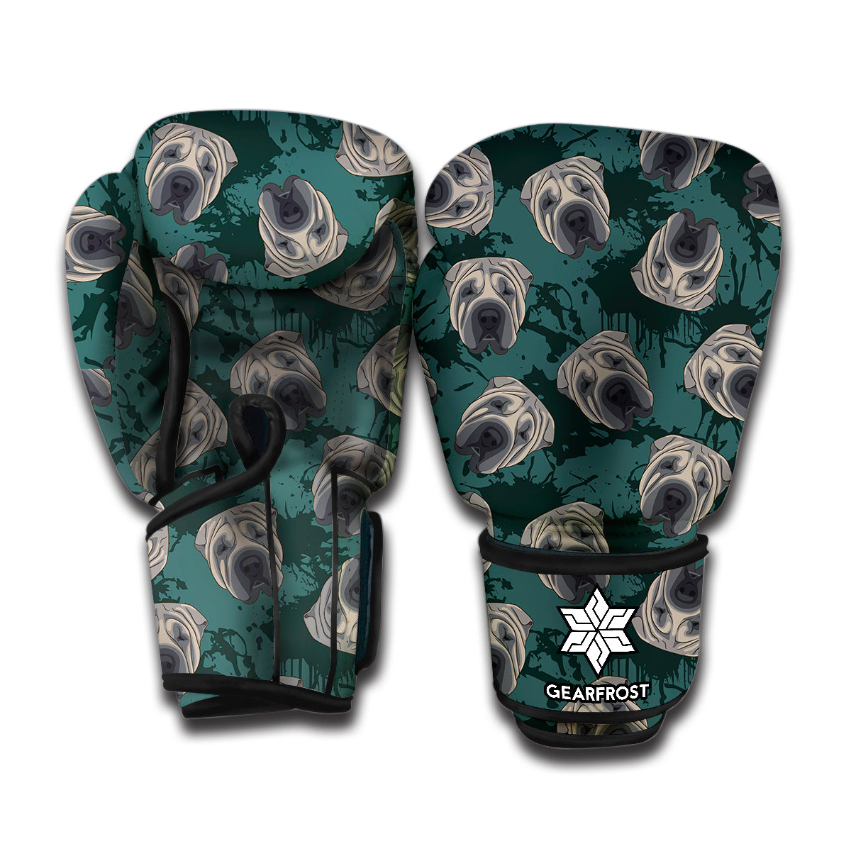 Shar Pei Face Pattern Print Boxing Gloves