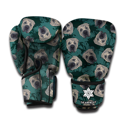 Shar Pei Face Pattern Print Boxing Gloves