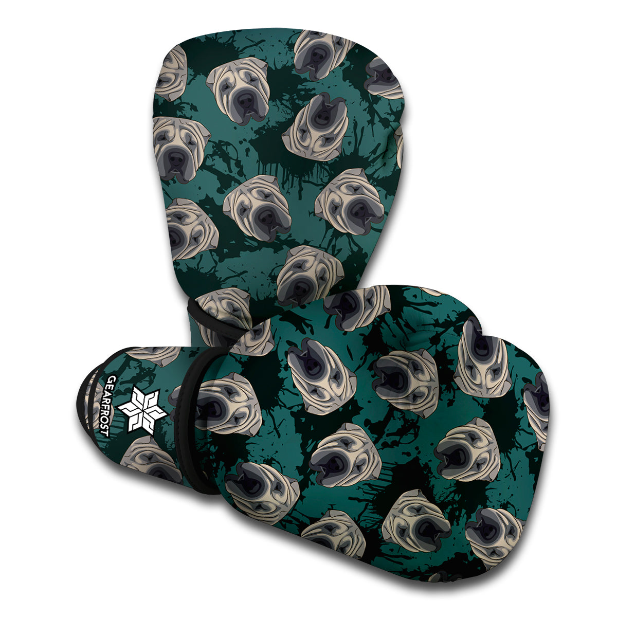 Shar Pei Face Pattern Print Boxing Gloves