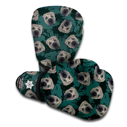 Shar Pei Face Pattern Print Boxing Gloves
