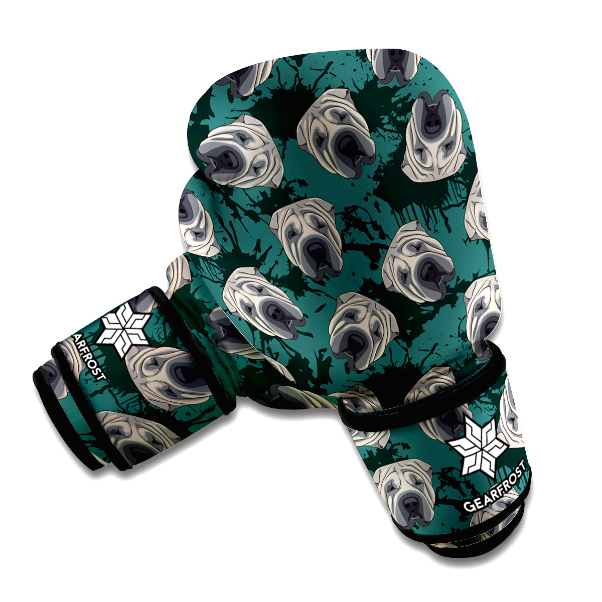 Shar Pei Face Pattern Print Boxing Gloves