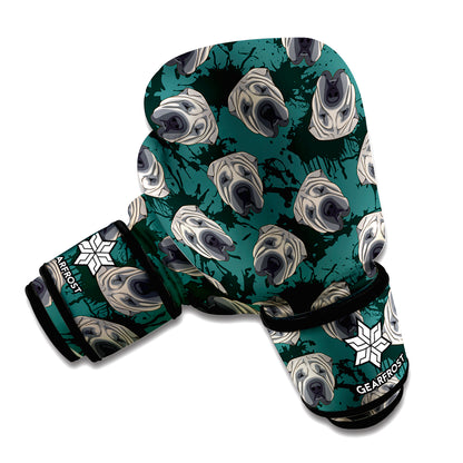 Shar Pei Face Pattern Print Boxing Gloves