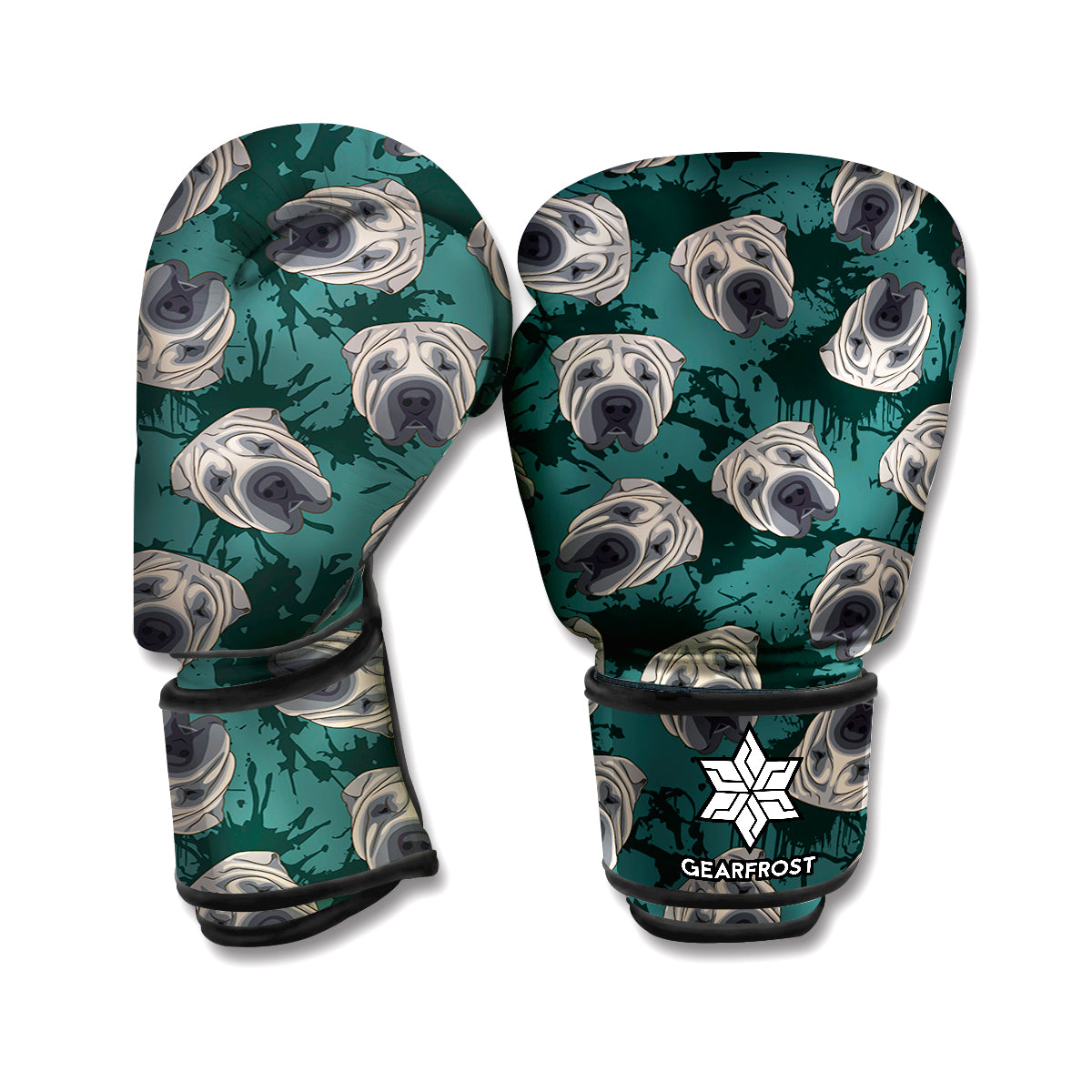 Shar Pei Face Pattern Print Boxing Gloves