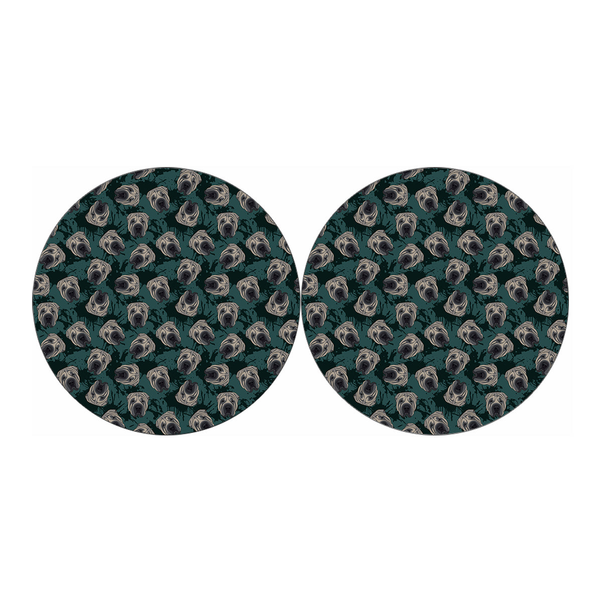 Shar Pei Face Pattern Print Car Coasters