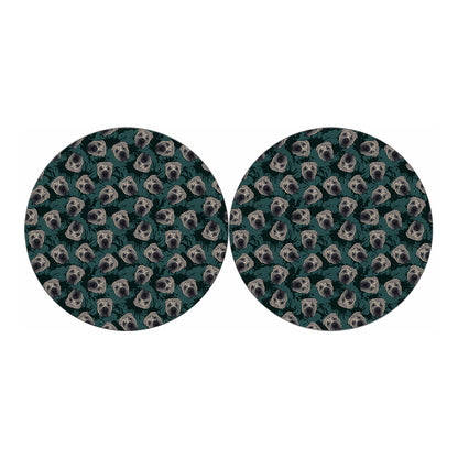 Shar Pei Face Pattern Print Car Coasters