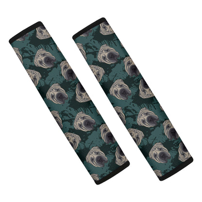 Shar Pei Face Pattern Print Car Seat Belt Covers