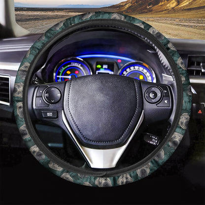 Shar Pei Face Pattern Print Car Steering Wheel Cover