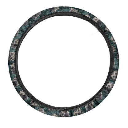 Shar Pei Face Pattern Print Car Steering Wheel Cover