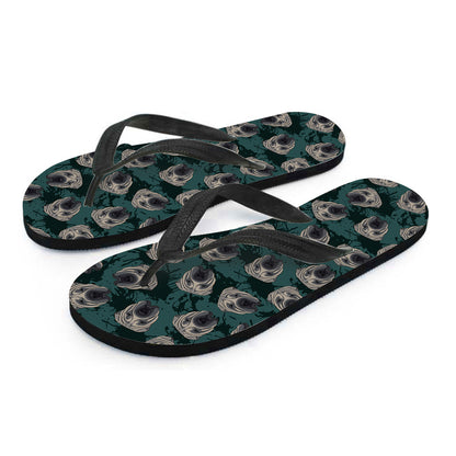 Shar Pei Face Pattern Print Flip Flops
