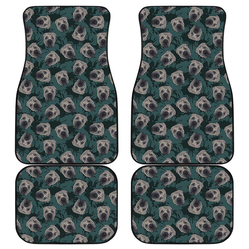 Shar Pei Face Pattern Print Front and Back Car Floor Mats