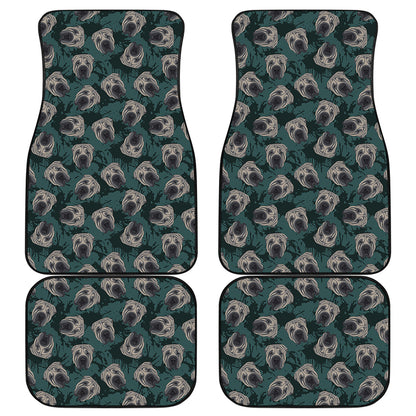Shar Pei Face Pattern Print Front and Back Car Floor Mats