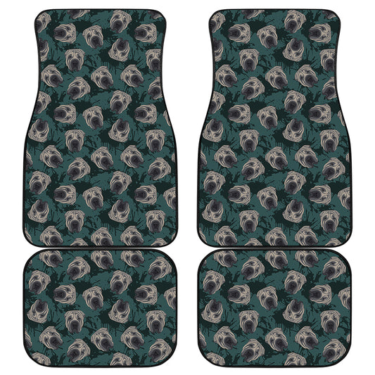 Shar Pei Face Pattern Print Front and Back Car Floor Mats