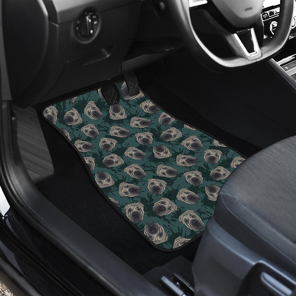 Shar Pei Face Pattern Print Front and Back Car Floor Mats